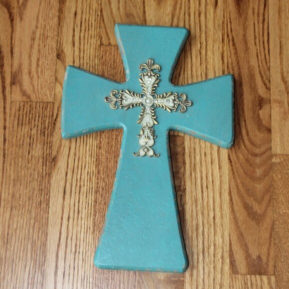 Turquoise Jeweled Cross 13" Length X 9 Width" from Hobby Lobby - Picture 1 of 9